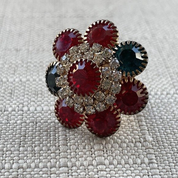 Women Ring Fashion Jewelry Multi Color Crystals Ring Size Adjustable 6 To 8 - Picture 5 of 12